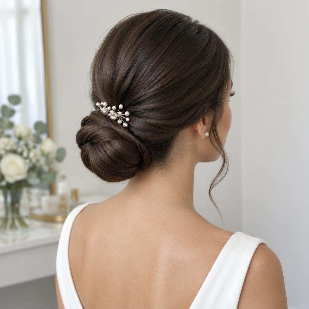 Illustratives Beispiel für Bridestyling: Eleganter Chignon