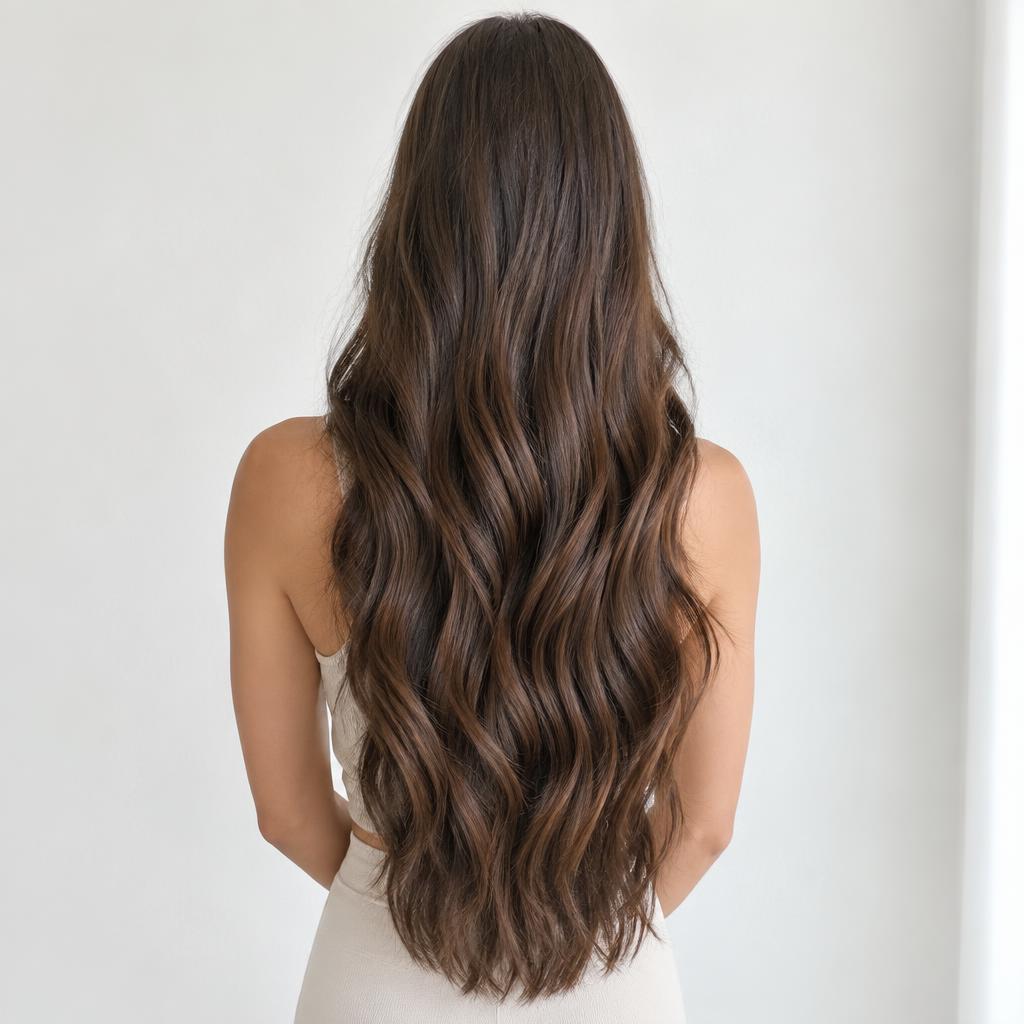 Illustratives Beispiel für Hair Extensions: Langes Haar mit weichen Wellen